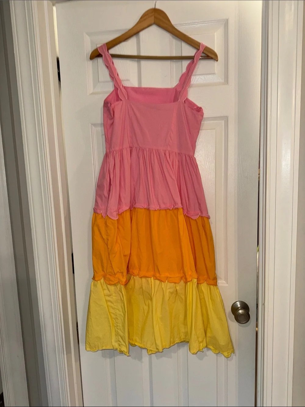 English Factory color block scalloped small midi dress - Picture 2 of 3